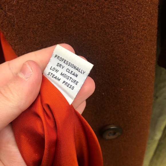 vintage wool coat long trench rust brown 70’s - Picture 5 of 7